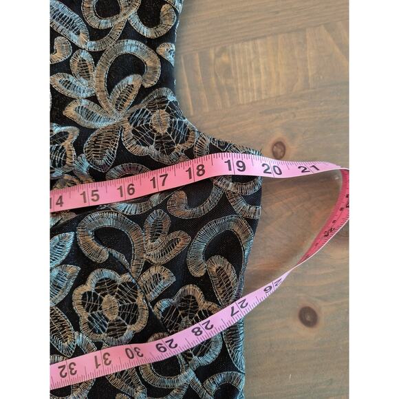 Lauren Ralph Lauren Cocktail Dress Women's Size 12 Black Silver Metallic Lace - Picture 10 of 16